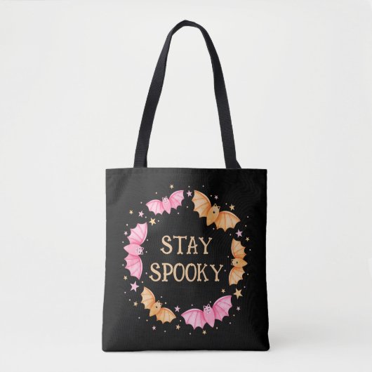 Blijf Spooky Leuke Vleermuizen Pastel Halloween Tote Bag (Voorkant)