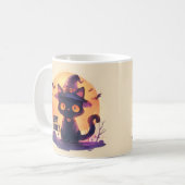 Blijf Spooky – Pompoen Maan Kat Koffiemok (Voorkant links)