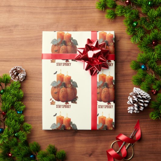 Blijf Spooky Pumpkin met kaarsen Cadeaupapier (Feestdagen Geschenken)