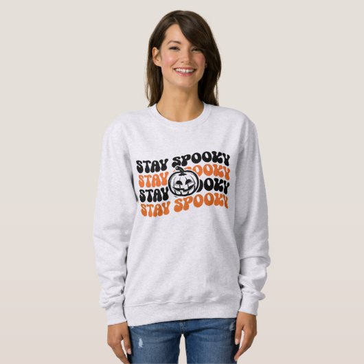 Blijf Spooky Pumpkin Patch Halloween Sweatshirt (Voorkant volledig)
