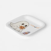Blijf Spooky Schattige Ghost & Pumpkin Halloween P Papieren Bordje (Gebogen)