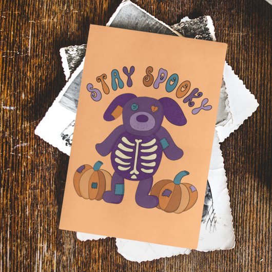 Blijf Spooky Schattige Skeleton Dog Halloween Briefkaart