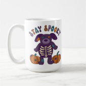 Blijf Spooky Schattige Skeleton Dog Halloween Koffiemok (Links)