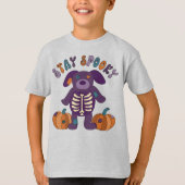 Blijf Spooky Schattige Skeleton Dog Halloween T-shirt (Voorkant)