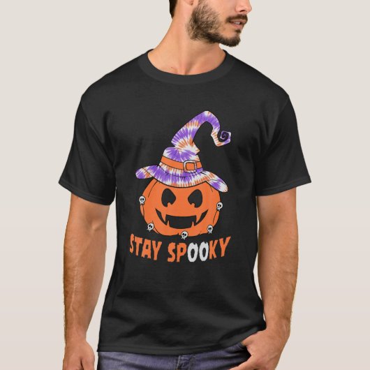Blijf Spooky Tie Dye Pumpkin Witch Lovers Hallowee T-shirt (Voorkant)