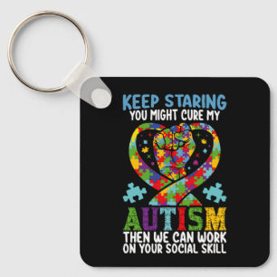 Blijf Staren Misschien Genees Je Mijn Autisme Bewu Sleutelhanger