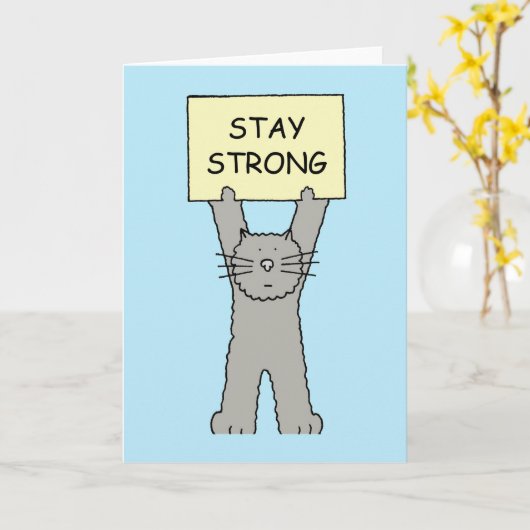 Blijf sterk aanmoedigingskat kaart (Gele Bloem)