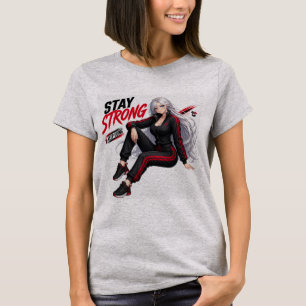Blijf Sterk Anime Meisje Met Zilver Haar T-shirt
