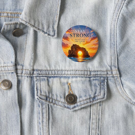Blijf Sterk Inspirerend Motiverend Ronde Button 5,7 Cm (In situ)
