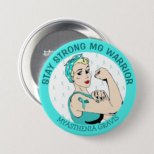 Blijf sterk Myasthenia Gravis Warrior Button (Voorkant /achterkant)