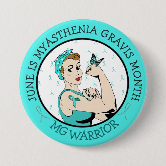 Blijf sterk Myasthenia Gravis Warrior Button (Voorkant)