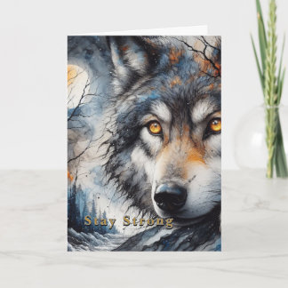 Blijf Sterke Christelijke Wolfkaart | Bewerkbaar Kaart