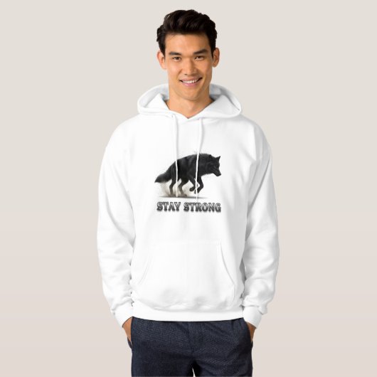 Blijf sterke wolf hoodie (Voorkant volledig)