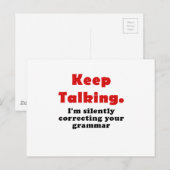 Blijf stilletjes praten Uw Grammar verbeteren Briefkaart (Voorkant / Achterkant)