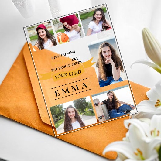 Blijf stralen Acryl Multi Photo Afstudeerder Aanko Acryl Uitnodigingen