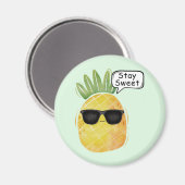 Blijf Sweet Pineapple Cartoon Fun Magneet (Voorkant / Achterkant)