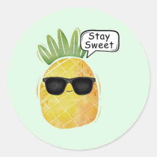 Blijf Sweet Pineapple Cartoon Fun Ronde Sticker