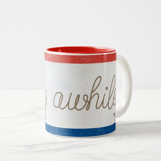 Blijf tekst in touwontwerp tweekleurige koffiemok (Voorkant rechts)