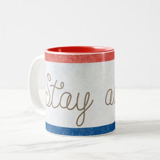 Blijf tekst in touwontwerp tweekleurige koffiemok (Voorkant links)