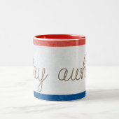 Blijf tekst in touwontwerp tweekleurige koffiemok (Center)