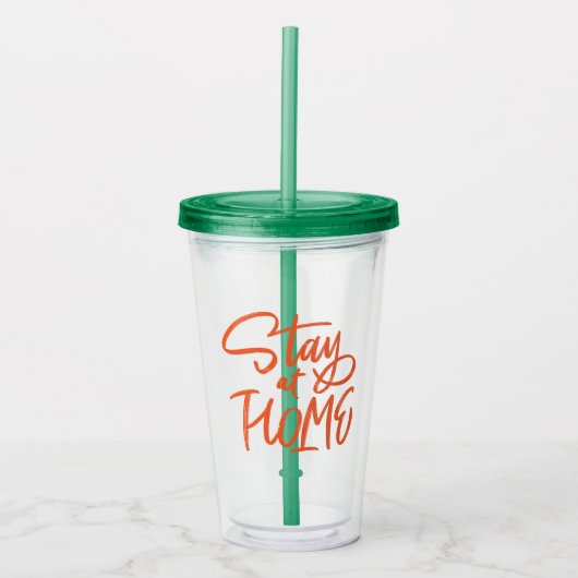 Blijf thuis acryl drinkbeker (Voorkant)