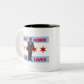 Blijf thuis, bespaar levens van burgemeester van C Tweekleurige Koffiemok (Voorkant links)