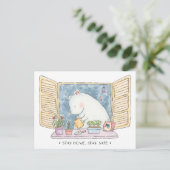 Blijf thuis blijf veilig polar beer bunny aquarel briefkaart (Staand voorkant)
