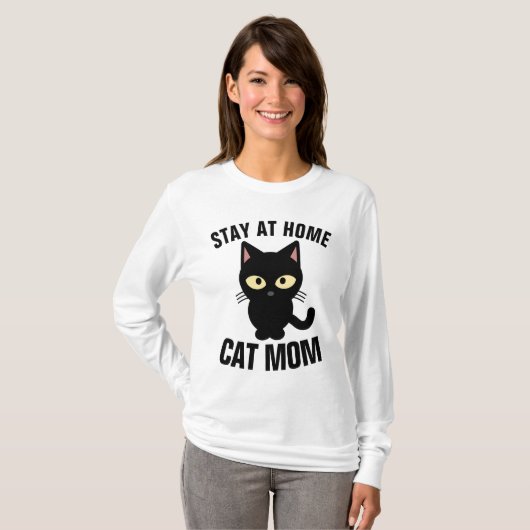 BLIJF THUIS CAT MOM T-shirts (Voorkant volledig)