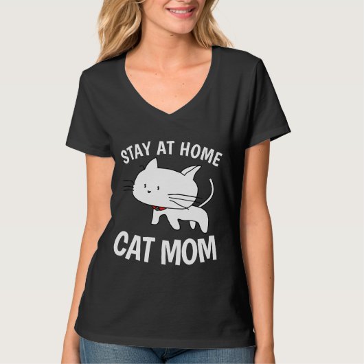 BLIJF THUIS CAT MOM T-shirts (Voorkant)