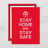 Blijf thuis en blijf veilig briefkaart (Voorkant / Achterkant)