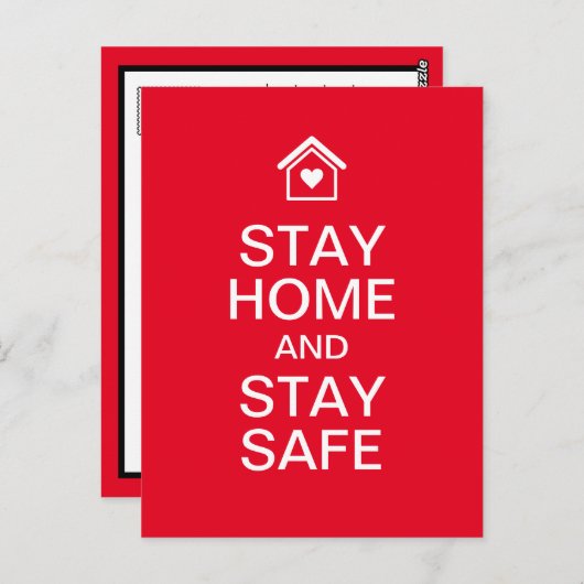 Blijf thuis en blijf veilig briefkaart (Voorkant / Achterkant)