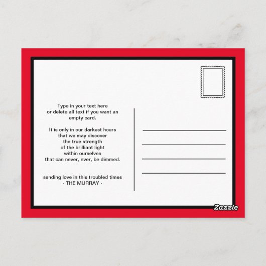 Blijf thuis en blijf veilig briefkaart (Achterkant)