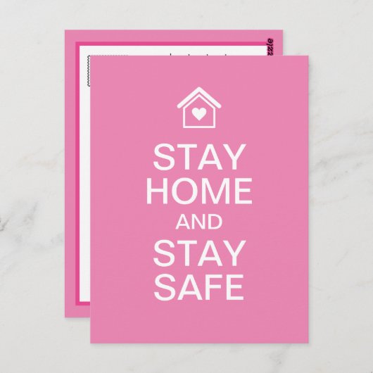 Blijf thuis en blijf veilig briefkaart (Voorkant / Achterkant)