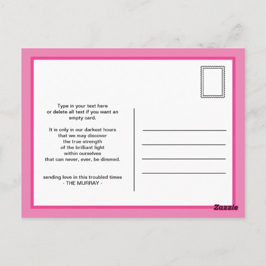 Blijf thuis en blijf veilig briefkaart (Achterkant)