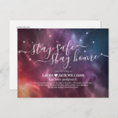 Blijf thuis en blijf veilig met het uitstellen van aankondigingskaart (Voorkant / Achterkant)