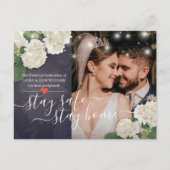 Blijf thuis en blijf veilig voor bruiloft Uitstel  Aankondigingskaart (Voorkant)