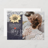 Blijf thuis en blijf veilig voor bruiloft Uitstel  Aankondigingskaart (Voorkant / Achterkant)