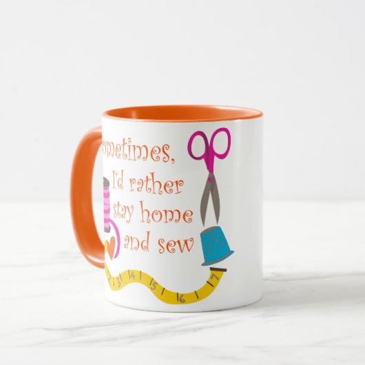 Blijf thuis en naai mok (Voorkant links)