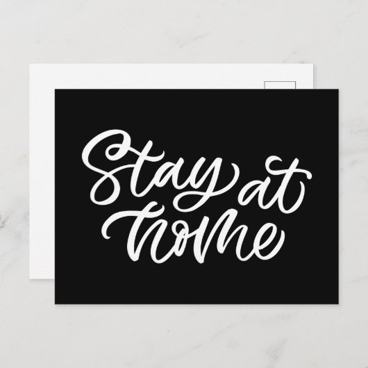 Blijf thuis | Fancy lettertype Briefkaart (Voorkant / Achterkant)