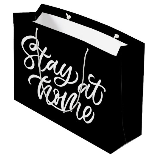 Blijf thuis | Fancy lettertype Groot Cadeauzakje (Achterkant Gekanteld)
