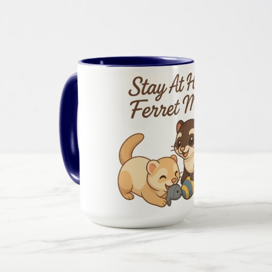 Blijf thuis Ferret Mom Coffee Mok (Voorkant links)
