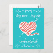 Blijf thuis in de buurt Veilig en Blauwgroen e-mai Briefkaart (Voorkant / Achterkant)