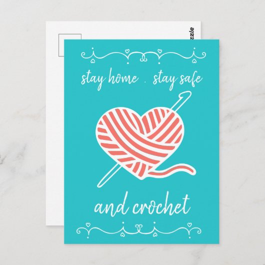 Blijf thuis in de buurt Veilig en Blauwgroen e-mai Briefkaart (Voorkant / Achterkant)