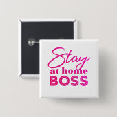 Blijf thuis in de kamer vierkante button 5,1 cm (Voorkant /achterkant)