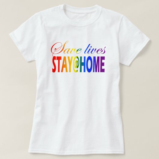 Blijf thuis in de sociale vervorming van regenboog t-shirt (Design voorkant)