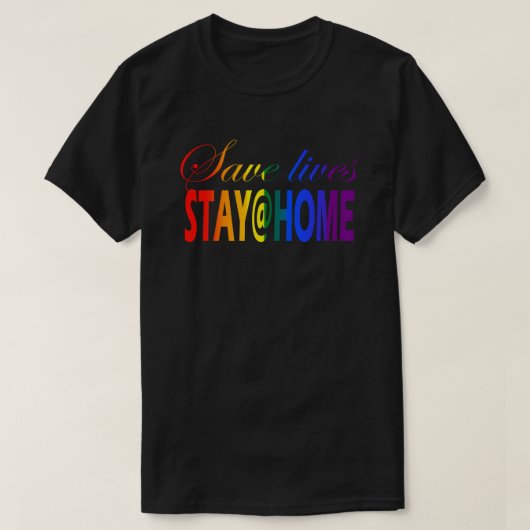 Blijf thuis in de sociale vervorming van regenboog t-shirt (Design voorkant)