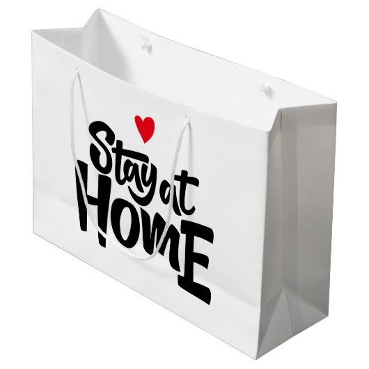 Blijf thuis in het hart groot cadeauzakje (Voorkant Gekanteld)