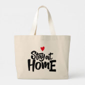 Blijf thuis in het hart grote tote bag (Achterkant)