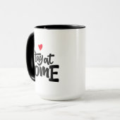 Blijf thuis in het hart mok (Voorkant links)