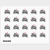 Blijf thuis in het hart vierkante sticker (Vel)